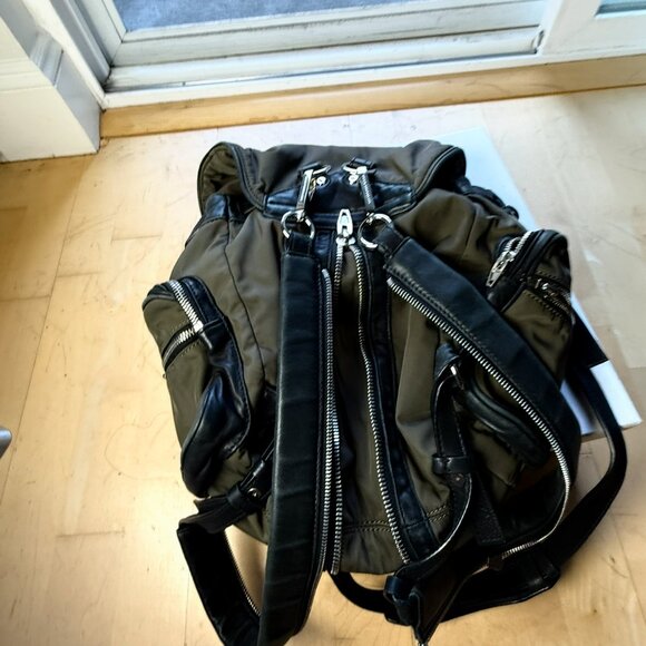 Alexander Wang 3-Way Marti Backpack – Olive Nylon with Black Leather Trim main image 6
